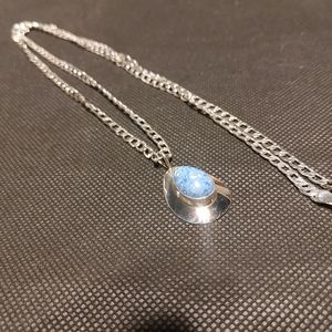 Silver Natural Southwest Turquoise Pendant Necklac